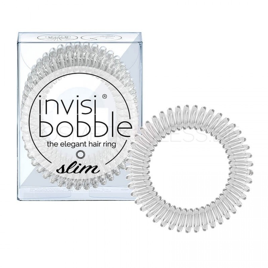 Invisibobble -SLIM Crystal Clear- מארז 3 גומיות שקופות -0